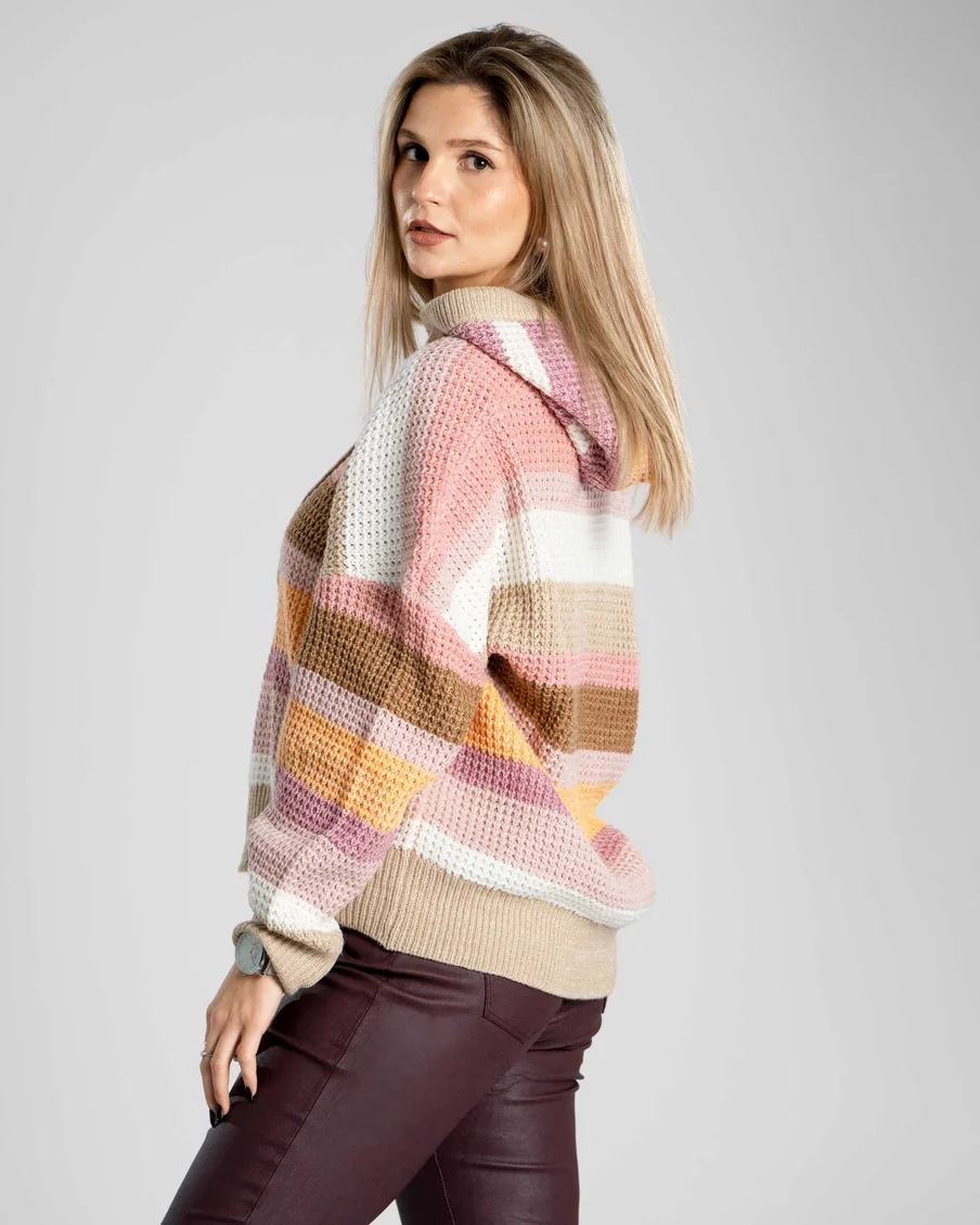 Image 2 of - womenhoodieknittedsweaterbeige2jpg