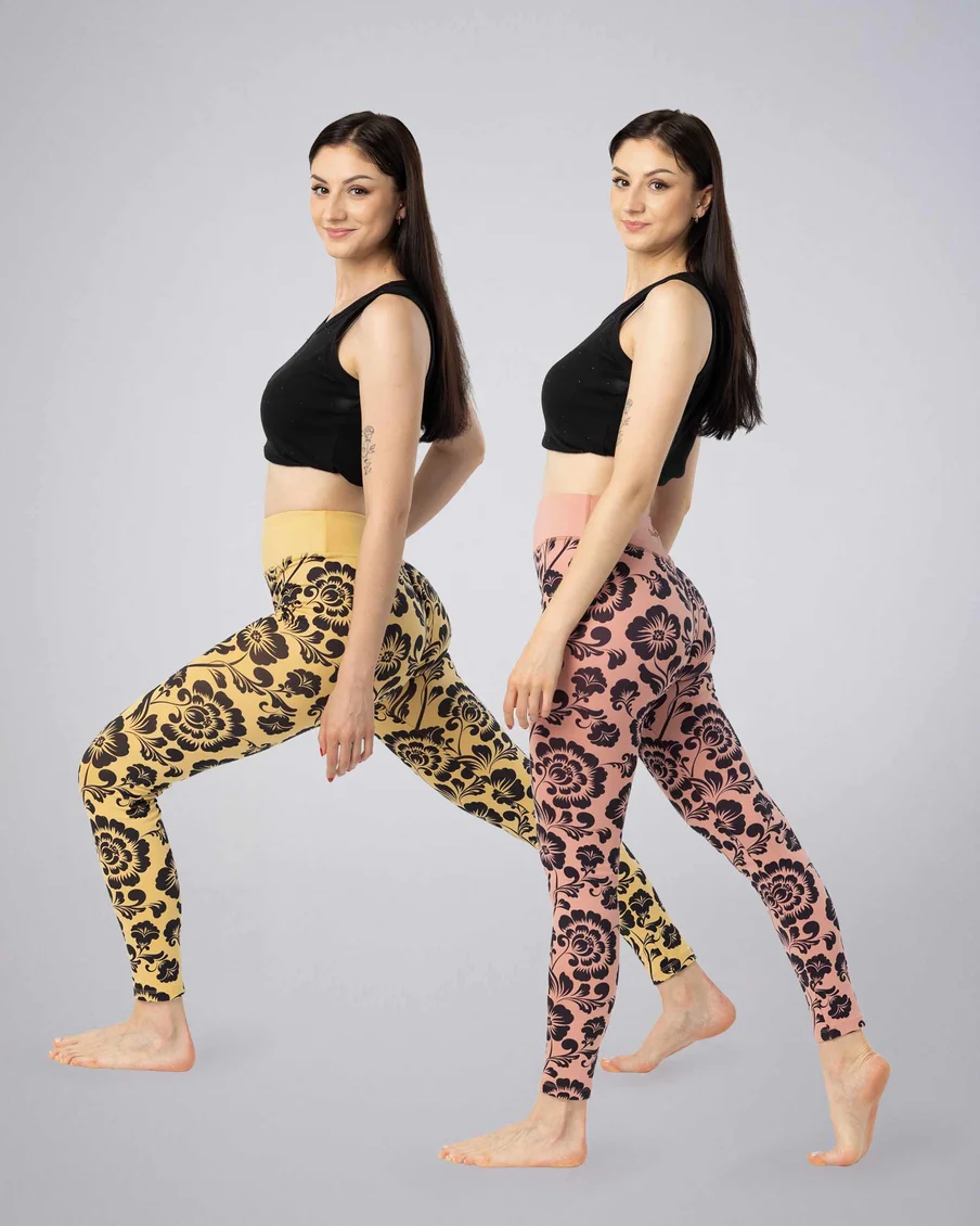 Image 6 of - ladiesleggingcurryash-roseprinteddesign6jpg