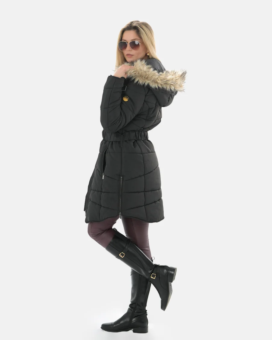 Image 5 of - ladiespaddedjacketwithfauxfurhoodie4jpg