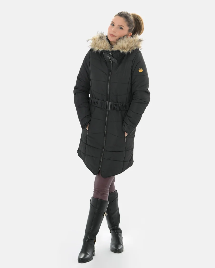 Image 6 of - ladiespaddedjacketwithfauxfurhoodie6jpg