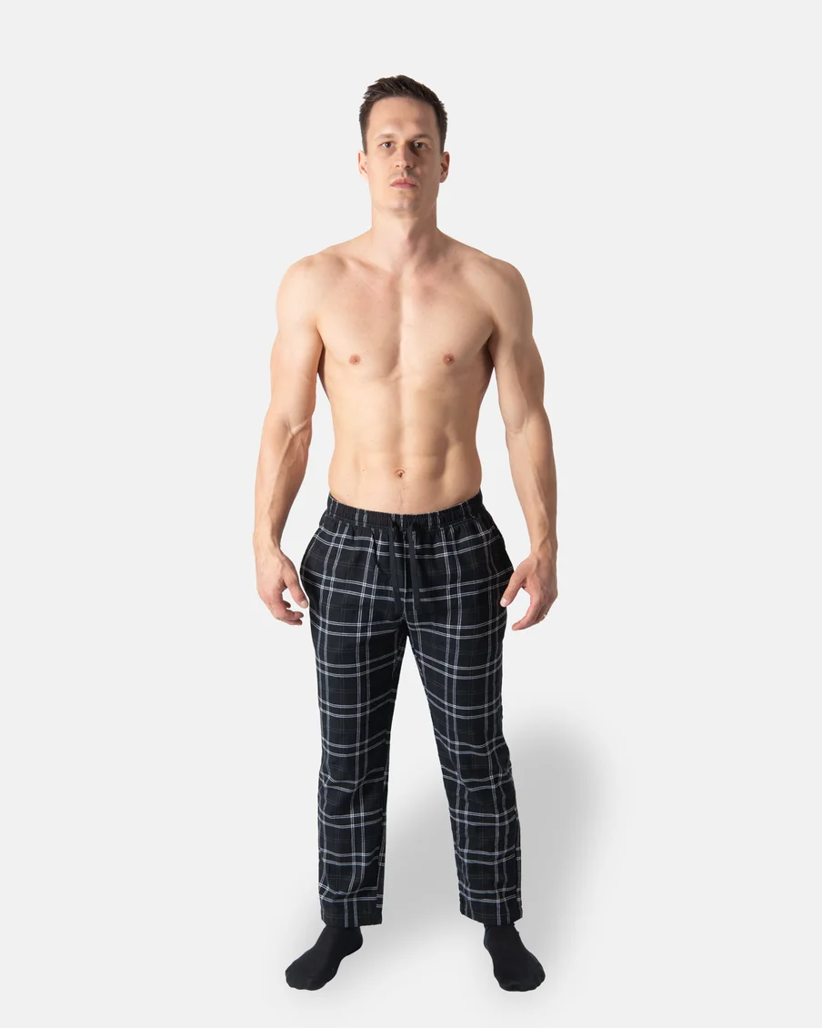 Image 1 of - mensflannelpajamablack-check1jpg