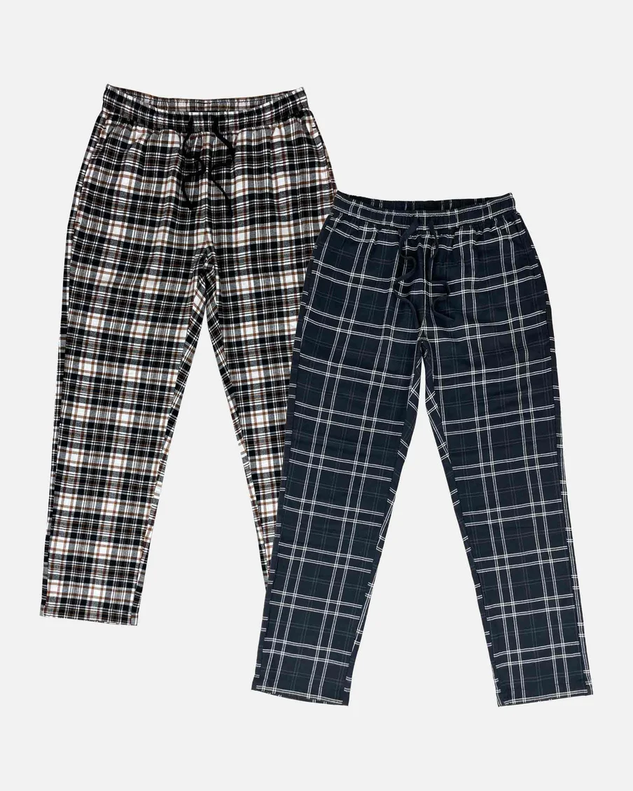 Image 8 of - mensflannelpajamablack-checkbeige-check2jpg