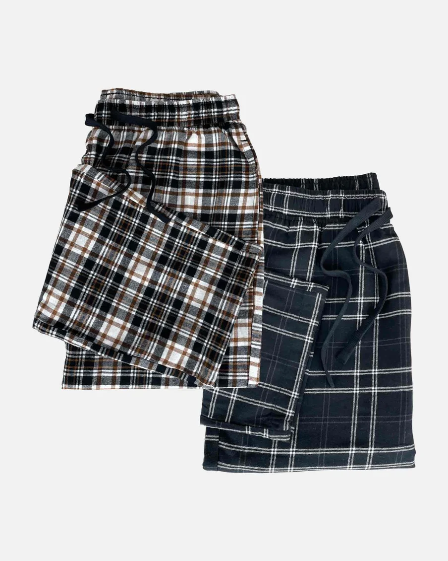 Image 9 of - mensflannelpajamablack-checkbeige-check9jpg