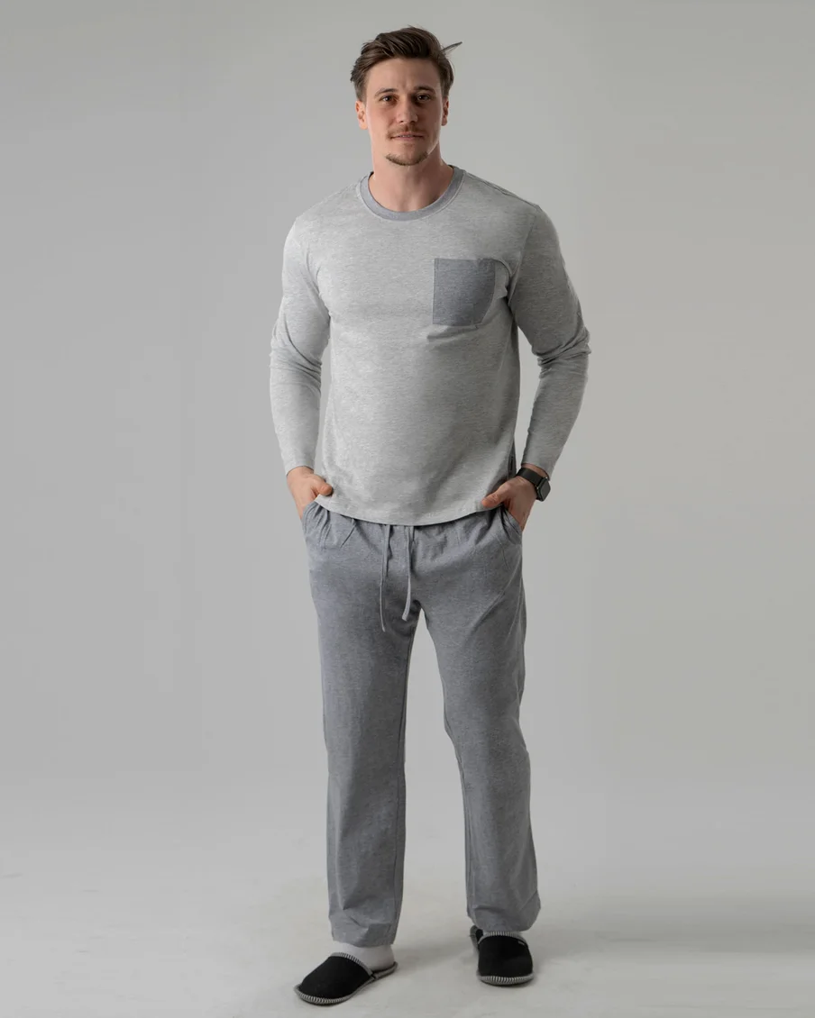 Image 1 of - menslongpjsetltgreydkgrey1jpg