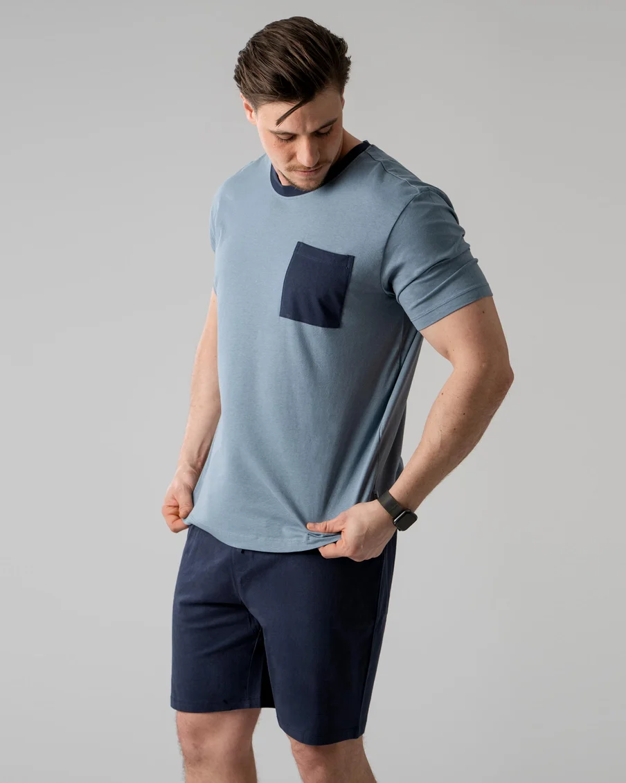 Image 3 of - mensshortpjsetpecoatnavy2jpg