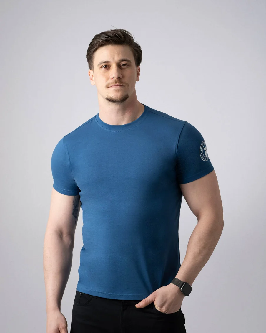 Image 1 of - menstshirtrubberprintblue1jpg