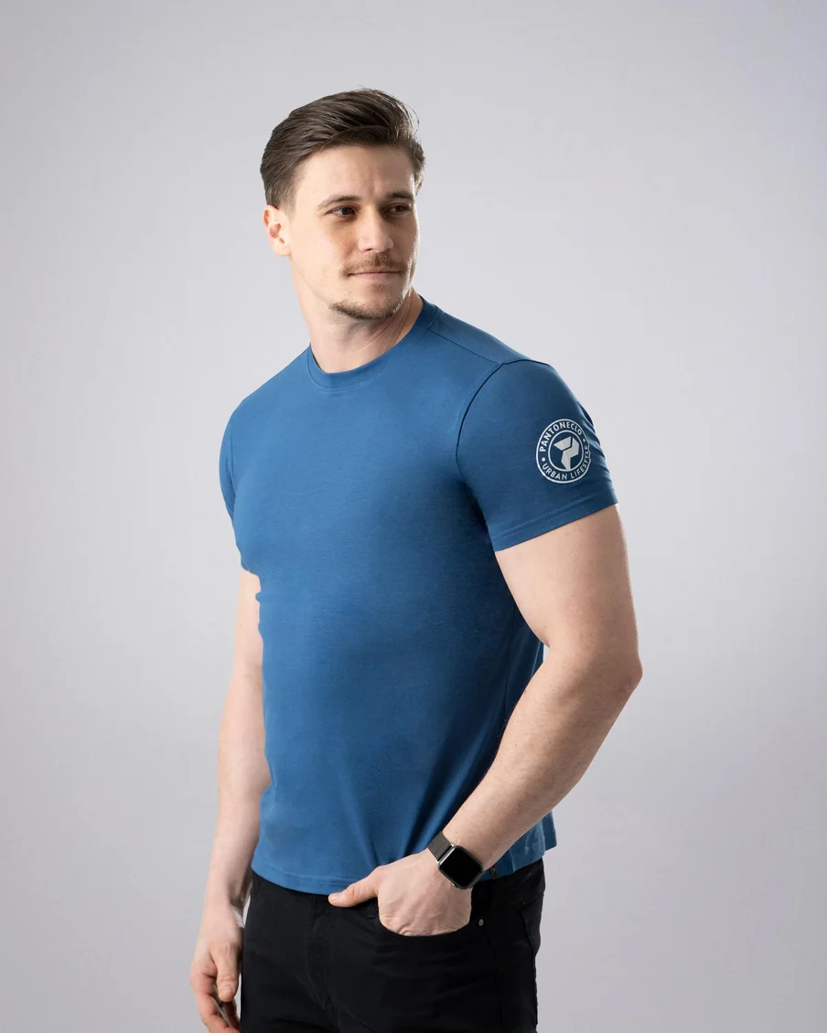 Image 2 of - menstshirtrubberprintblue2jpg