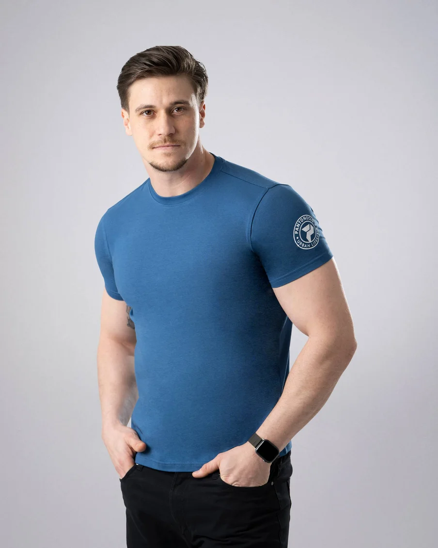 Image 4 of - menstshirtrubberprintblue4jpg