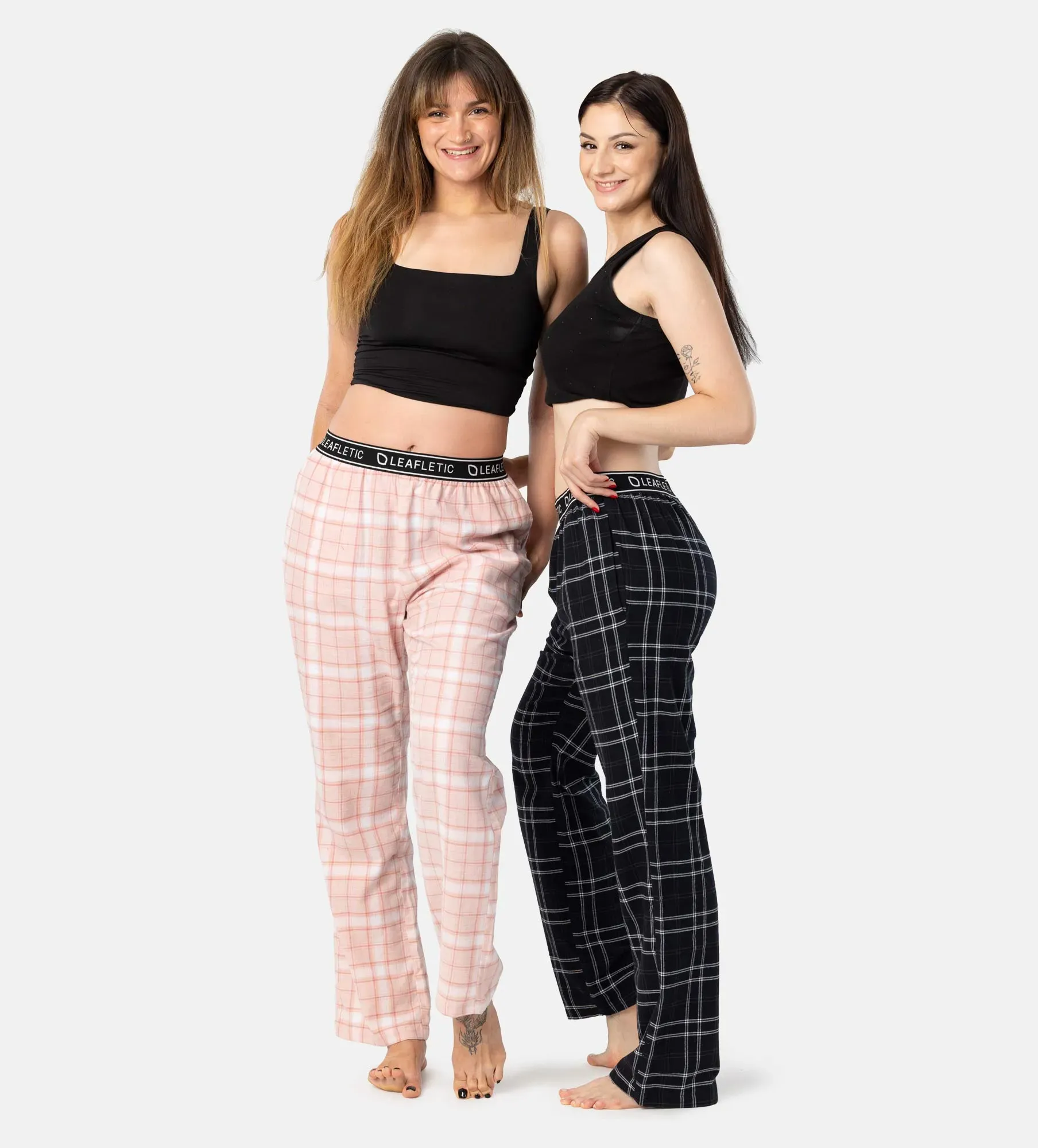 Dámske flanelové pyžamové nohavice - nočná bielizeň - Set of 2 pieces