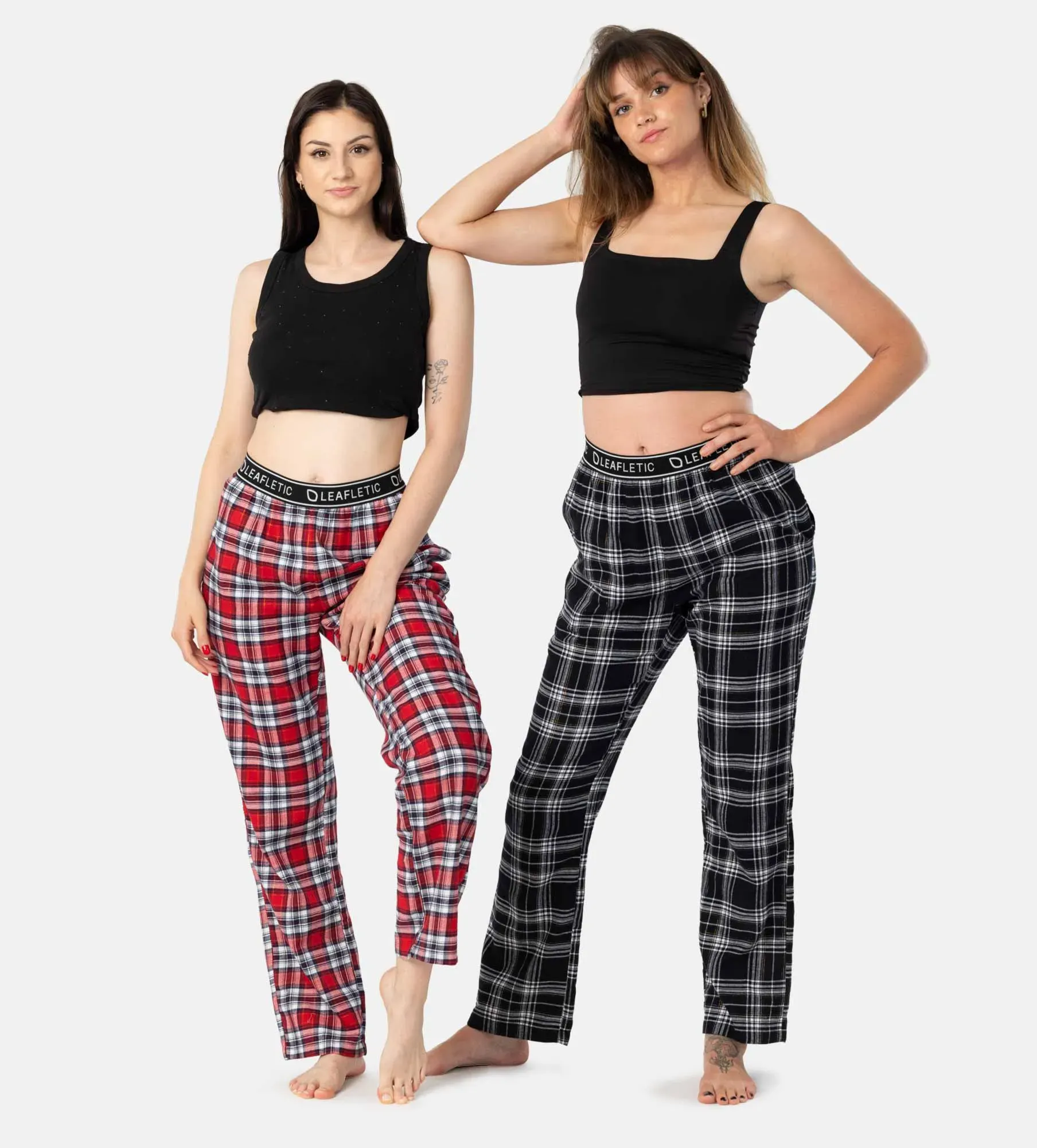 Dámske flanelové pyžamové nohavice - nočná bielizeň - Set of 2 pieces