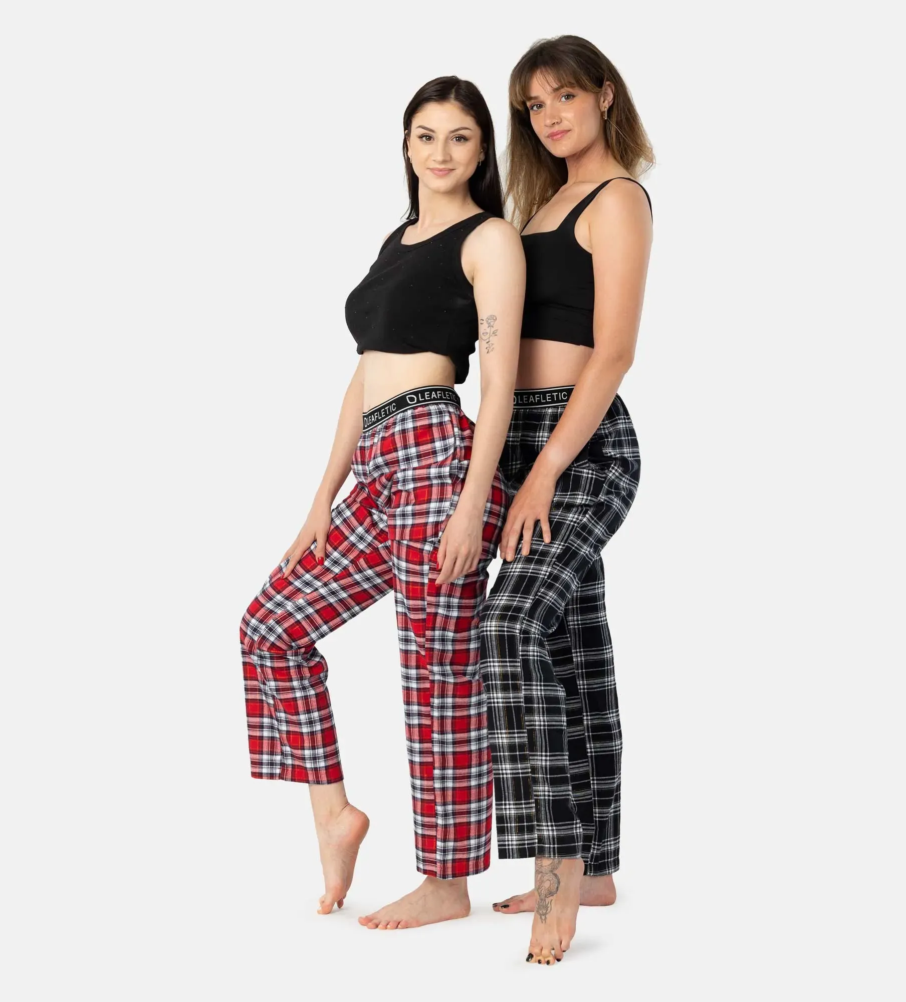 Dámske flanelové pyžamové nohavice - nočná bielizeň - Set of 2 pieces