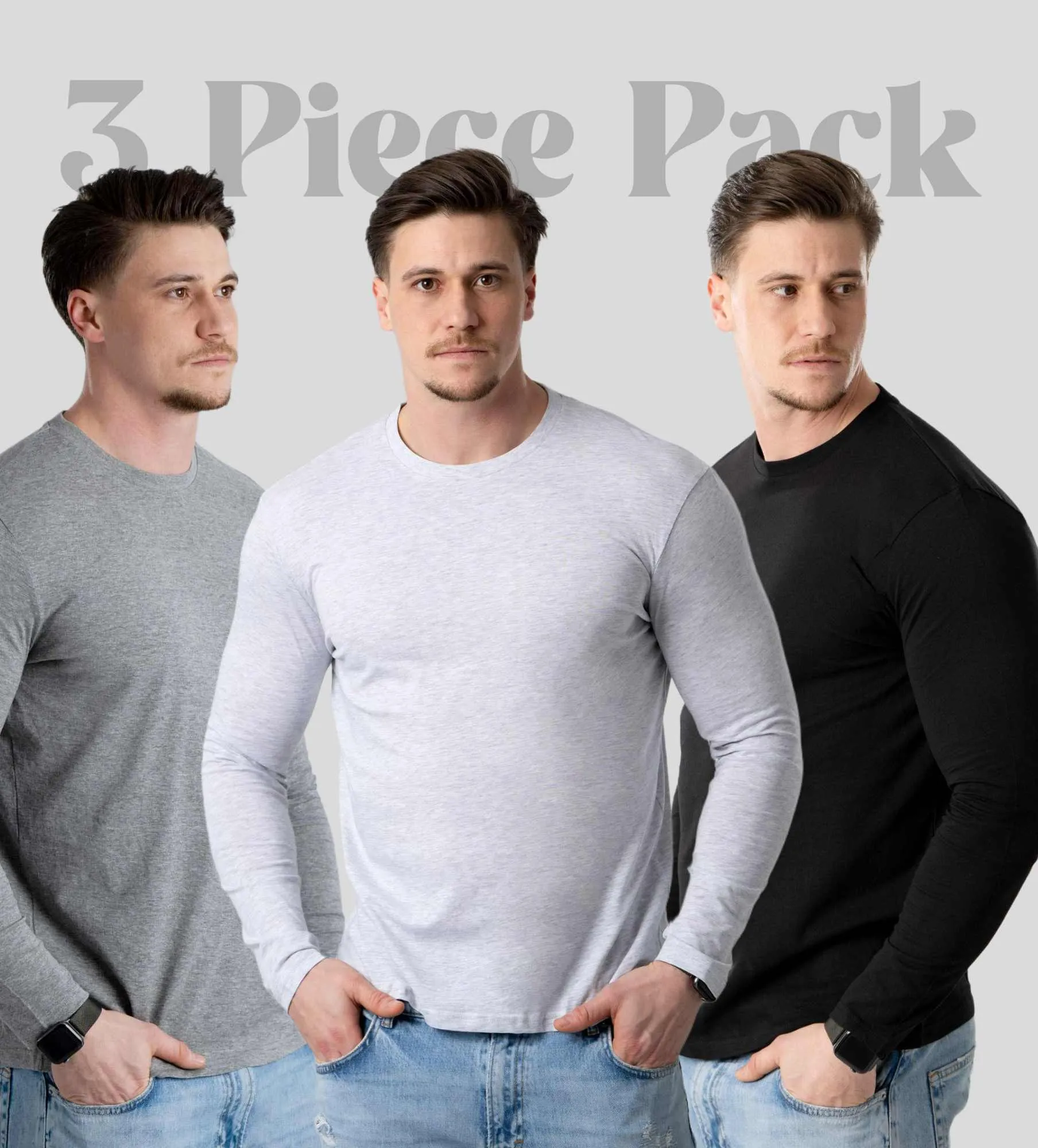 Pánsky 3-dielny set tričiek s dlhým rukávom