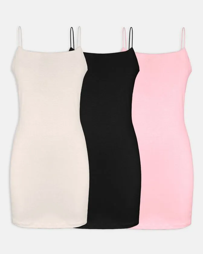 Dámske bez rukávov bodycon šaty - Súprava 3 kusov