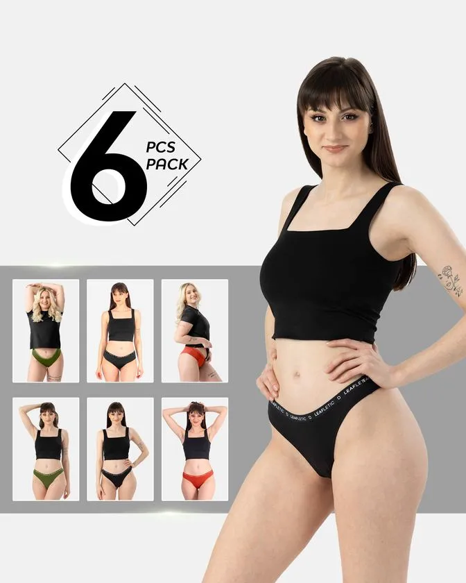 Hipster a brazílske nohavičky z bavlny a elastanu – Balenie 6 kusy