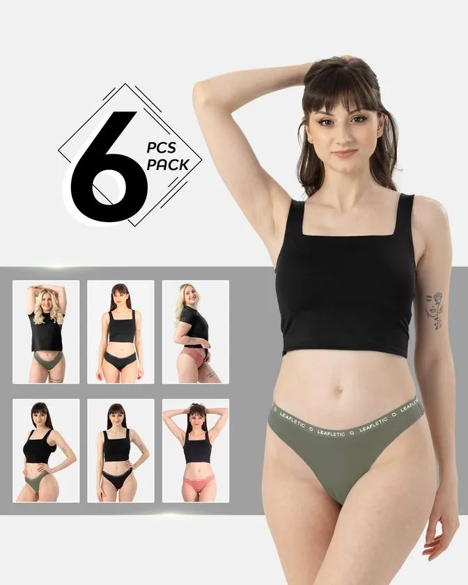 Hipster a brazílske nohavičky z nylónu a elastanu – Balenie 6 kusy