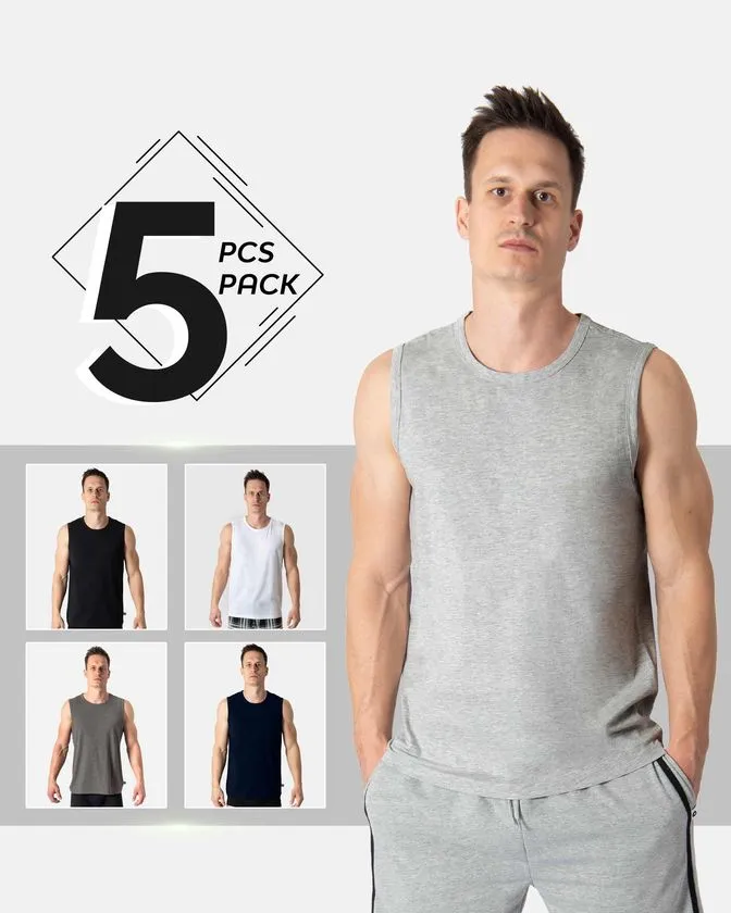 Pantoneclo Pánsky 5-dielny set tričiek - Super mäkká zmes bavlny